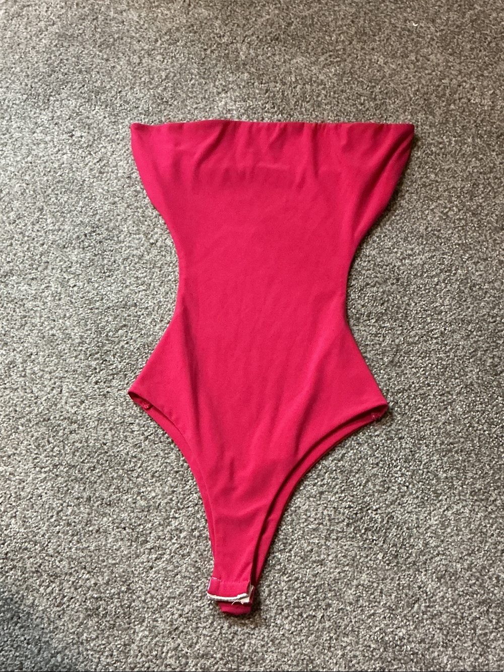 Fashion Nova Hot Pink Strapless Cut Out One-Piece Bodysuit